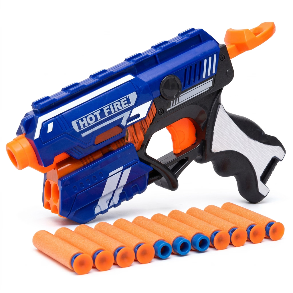 Blaze Storm Hot Fire Soft Bullet Gun Toy with 10 Safe Soft Foam Bullets, Fun Target Shooting Battle Fight Game for Kids Boys (Blaze Storm- Hot Fire)