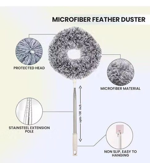 Fan Duster Cleaner Brush with Long Rod – Easy Ceiling Fan & Dust Cleaning Tool