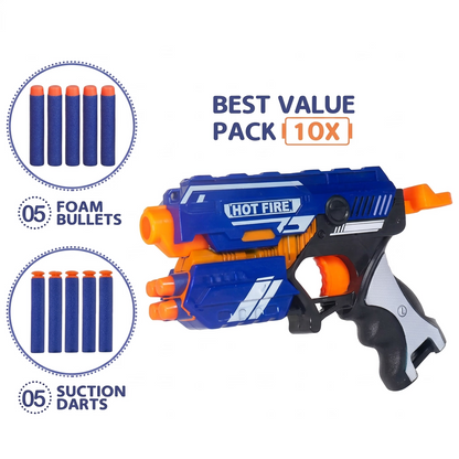 Blaze Storm Hot Fire Soft Bullet Gun Toy with 10 Safe Soft Foam Bullets, Fun Target Shooting Battle Fight Game for Kids Boys (Blaze Storm- Hot Fire)