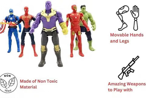 AKANSHA Avengers Hero Action Figure Set of 5 Superheroes (Multicolor)