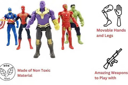 AKANSHA Avengers Hero Action Figure Set of 5 Superheroes (Multicolor)