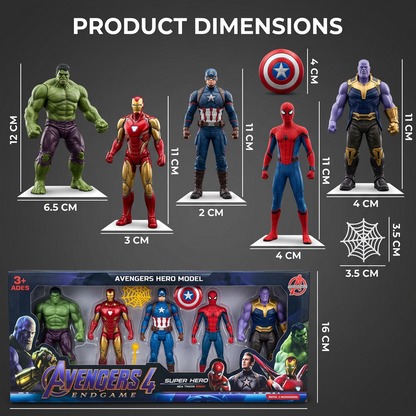 AKANSHA Avengers Hero Action Figure Set of 5 Superheroes (Multicolor)