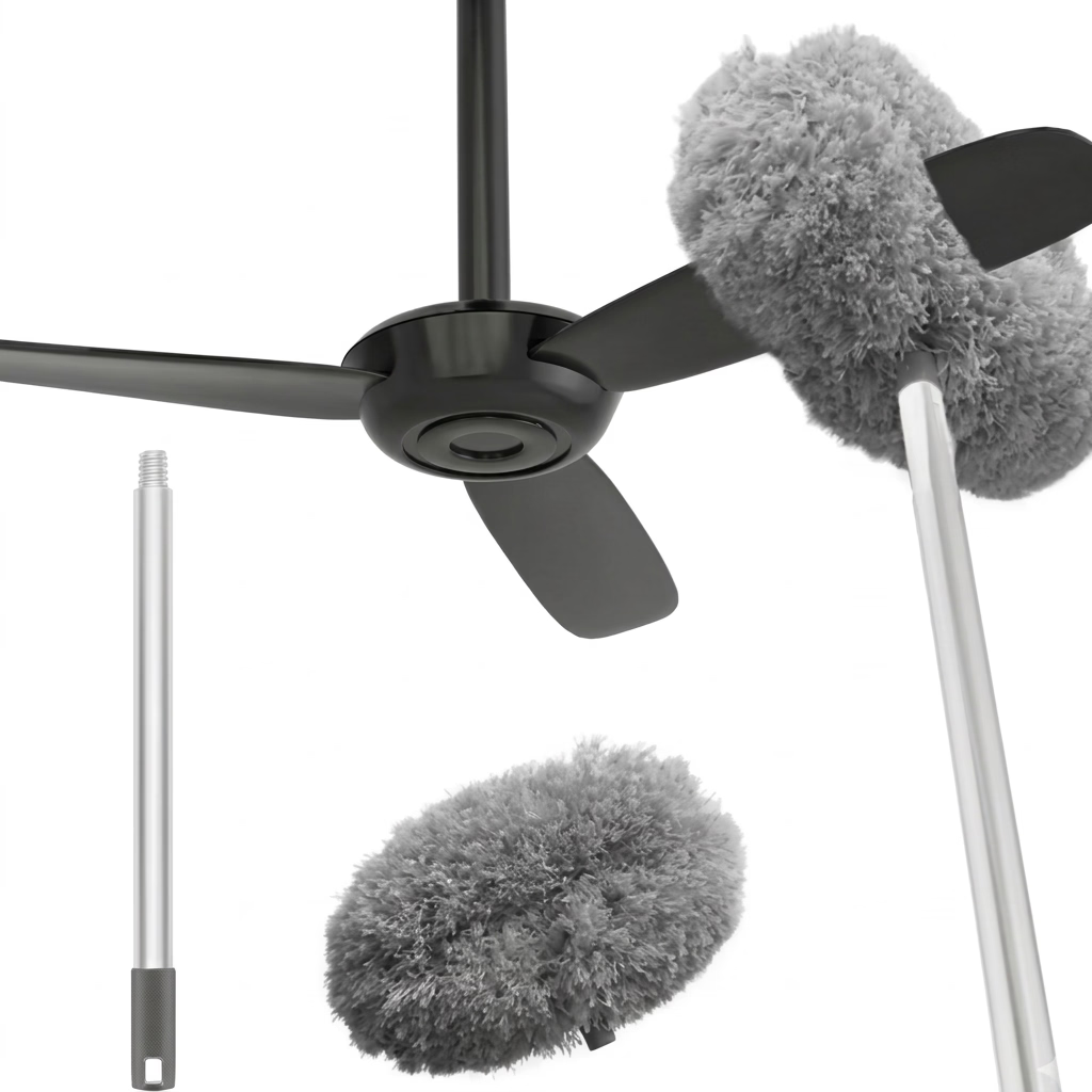 Fan Duster Cleaner Brush with Long Rod – Easy Ceiling Fan &amp; Dust Cleaning Tool